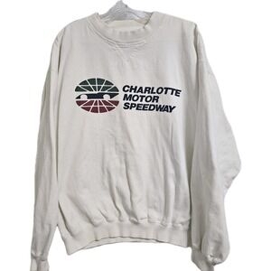Vintage Charlotte Motor Speedway Gear For Sports Sweatshirt Mens Lg White Racing